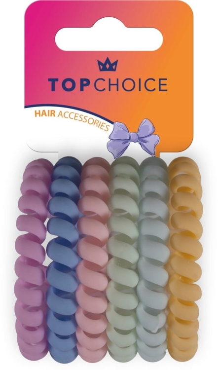 Top Choice gumki do włosów mix kolorów – 6 sztuk, elastyczne i trwałe